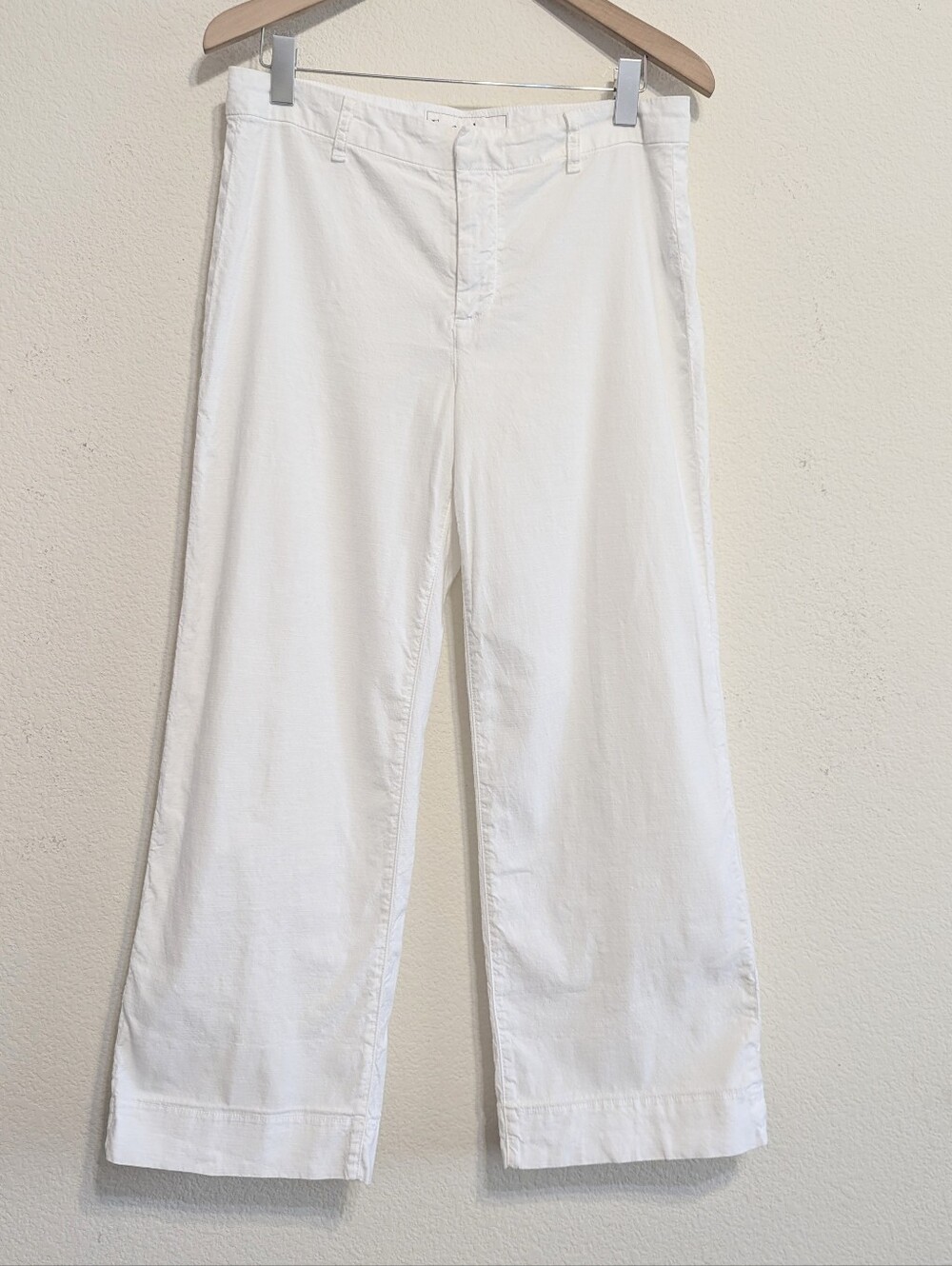 Frank & Eileen Pants White Wexford Wide Leg USA Casual Flax Linen Women Sz 8